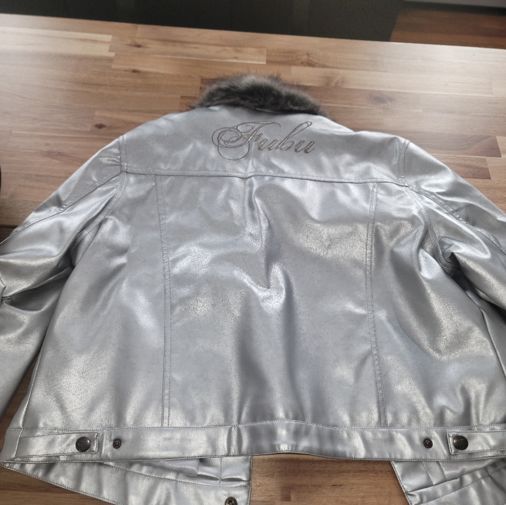 Silver Jacket with Faux Fur Collar "FUBU"